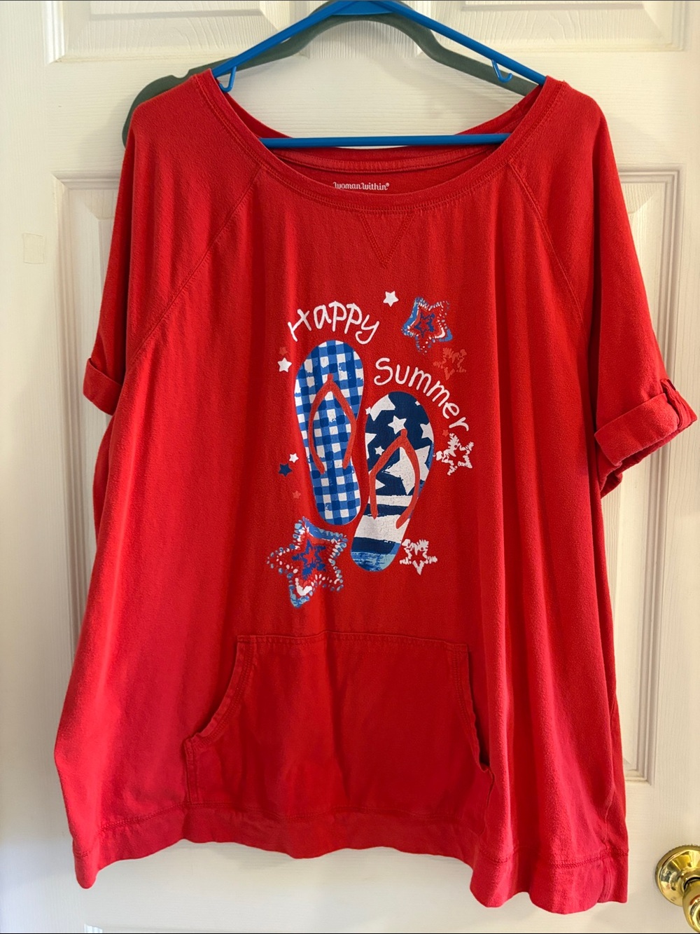 Red "Happy Summer" Flip-Flop Graphic Woman’s Top